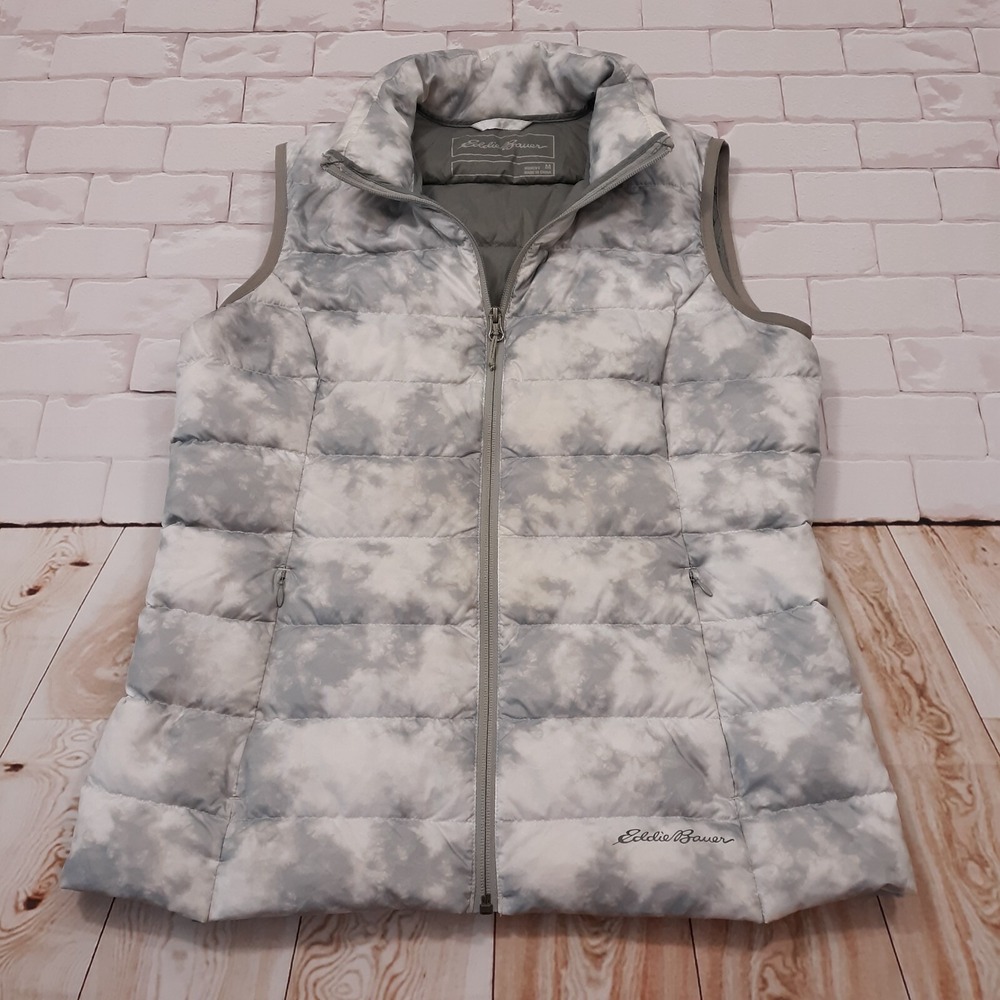 Eddie Bauer Puffer Vest Down Insulated Womens Size Medium EB650 Gray
